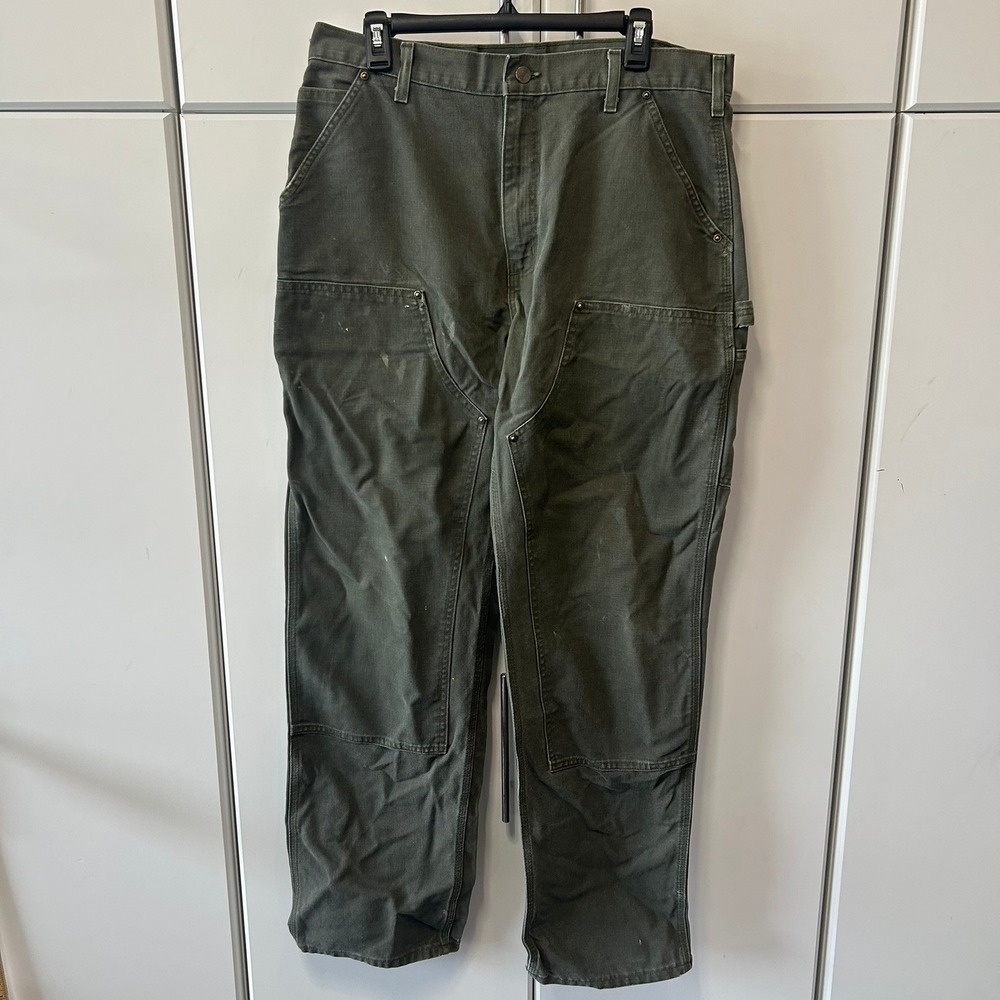 Carhartt B136 MOS Double Knee Work Pants Moss Green 36x30 Dungaree‎ Fit Canvas